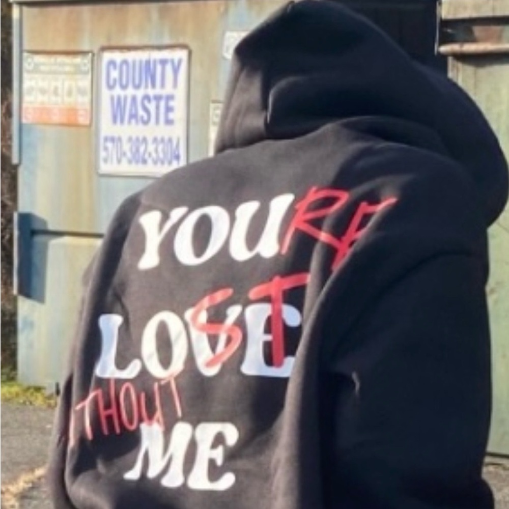 Black Hoodie with Bold Text Design